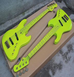 Factory New 5 Strings Green Body Electric Bass Guitar med Golden Hardware Imported Bridge från KoreAmaple FingerboardOfer Cust7980194