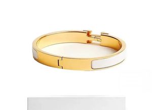 Fashion TWO SIZE charm Enamel gold silver buckle titanium steel letter designer design Bangle bracelets for mens women party lover6586027