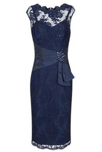 Dark Navy Blue Knee Length Mother of the Bride Dresses para festa de casamento Mãe do noivo Vestidos2034446