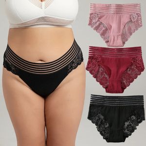 6PCS S4XL Multi Pack Women Women Lace Roupa listrada Midwaist Womans calcinha mais tamanho 240407