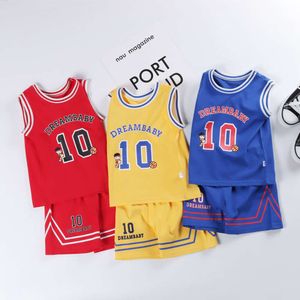 Barns basketuniform, sommar baby ren bomullssportvästuppsättning, pojkar och flickors tröja, laguniform, barnkläder