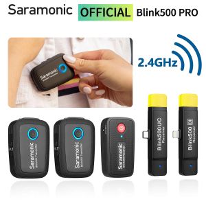 Microfones Saramonic Blink500 2.4 GHz Condenser Microfone Wireless Lavalier Lapel Microphone For PC Mobile DSLRS Streaming YouTube Recording