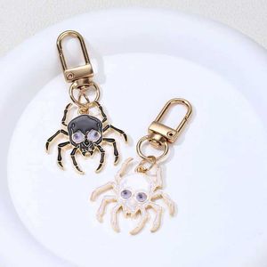 Klasyna Smycze Piękne pająk dwa kolory Owad Rotacja gałki ocznej Halloween Kluczowe pierścionki dla kobiet mężczyzn Dift Friendship Prezent ręcznie robione Jewlery Q240403