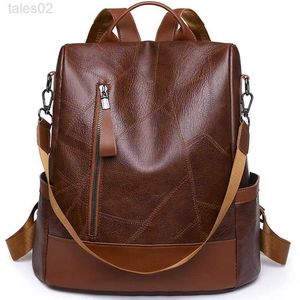 Çok fonksiyonlu çantalar 2023 Yeni Sıcak Kadınlar Sırt Çantası Tasarımcısı Yüksek kaliteli yumuşak deri basit moda büyük kapasiteli hırsızlık önleyici omuz çantası YQ240407