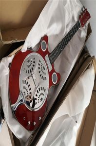 Resonator elektrisk gitarr röd rostfritt stål kropp rostråk fingerbräda 6 strängar2727770