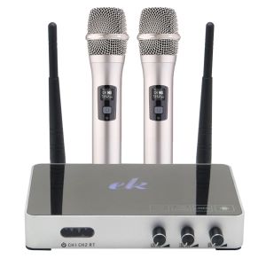 Oyuncu K5 Kablosuz 4.0 PC Ana Sayfa KTV Mini Karaoke Yankı Sistemi Şarkı Sözlü Kutusu Karaoke Oyuncu + 2 Kablosuz UHF Mikrofon