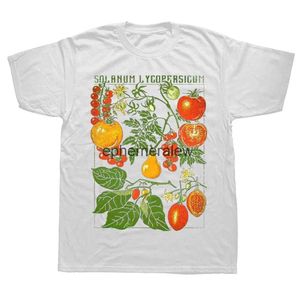 Camisetas masculinas de tomate algodão de algodão curto de pista curta camiseta de camiseta de jardim botânico Botânica Botânica Bloom Fruit Flor Camiseta Novo H240407