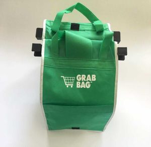 Ny grab påse återanvändbara miljövänliga shoppingväskor som klipper till din vagn fällbara shoppingväskor Eco Shopping Tote7969656