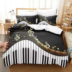 Sängkläder set Piano Guitar Set 3D Print Music Instrument Däcke Cover Single Double Bed quilt Home Textile Bed Bread