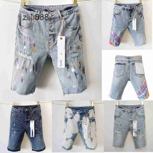 Summer Men Cropped Denim Short Spodnie luźne spodnie dla męskich fioletowych dżinsów szorty Zakażone proste fioletowe markę swobodne spodnie na kolan