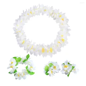 Decorative Flowers 4 Pcs Hawaiian Headpiece Artificial Flower Necklaces Garland Floral Wreath