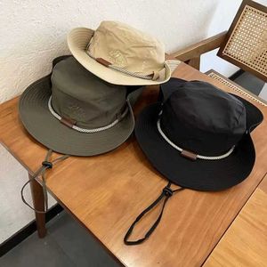 Wide Brim Hats Bucket Sunshade Hat New Summer Cotton Casual UV Protection Folding Sun Q240403