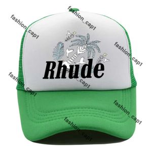 RHUDE CAP GREEN MESH PATCHWORK BASEBALL CAP MEN WOMEN EMBROIDERYユニセックスRHUDEコレクション