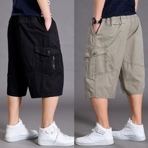 Негабаритные хлопковые шорты мужчины груз короткие повседневные повседневные плюс размером 3/4 брюки спортивные бриджи Бэкги.