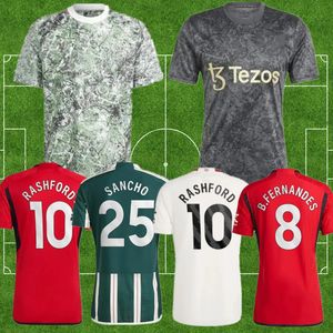 23 24 25 Soccer Jersey Bruno Fernandes Rashford Mount Football Shirts Home Away 3rd 2023 2024 Martial Hojlund Stone Roses Women målvakt GK Training Pre Match