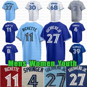 Anpassad 27 Vladimir Guerrero Jr. Baseball Jersey Bo Bichette Alejandro Kirk George Springer Justin Turner Toronto Kevin Gausman Kiermaier Blue Jays Joey Votto