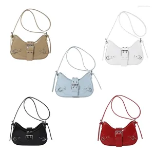Shoulder Bags Women Fashion Moon Single Bag PU Leather Square Handbag Lady Casual All-match Solid Color Crossbody Daily Use