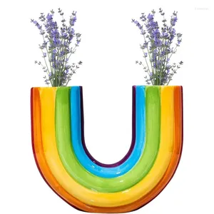 Vases U-Shaped Decorative Flowers Vase Rainbow Floral Farmhouse For