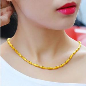 24K real gold necklace AU750 fashionable and versatile olive chain clavicle 999 pendant as a gift for your girlfriend 240407