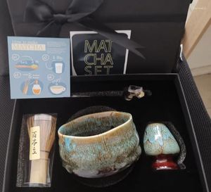 Conjuntos de teaware 4pcs de alta qualidade chá de chá japonês conjunto de cerâmica tigela Acessórios completos colher colher colloop