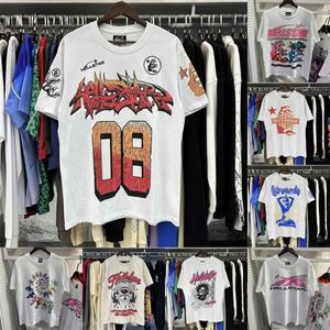 Hellstar Tshirt Camiseta Rappe Rappe Rapper Rapper lavado Craft Craft Craft Unsex de Manga Curta Top High Street Moda Retro Retro Hell Feminino Tees Us Tamanho S-XL