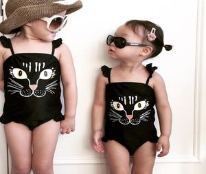 2018 Summer New Girls Onepiece Swimwear Cartoon Printed Kids Spring Swimsuit لطيف بيكيني حزام الحزام