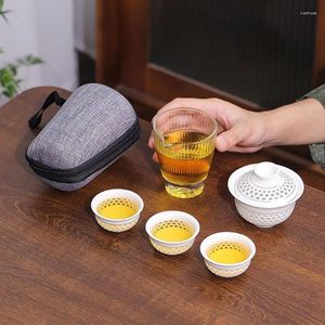 Teaware sätter porslinservice Gaiwan Tea Cups Mug of Ceremony Teapot Chinese Portable Travel Set Ceramic Teacup Drinkware