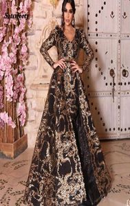 2023 bling mantel prom klänningar vneck aftonklänningar med löstagbar överskirt delad arabiska långa ärmar bollklänning dubai formell gow7405653