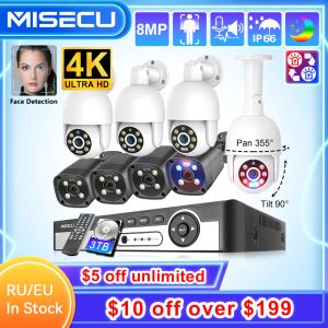 Система Misecu UHD 8CH 4K POE Security Camera System 8MP Face Detect CCTV записные записи комплект для защиты надзора Color Night Vision Onvif