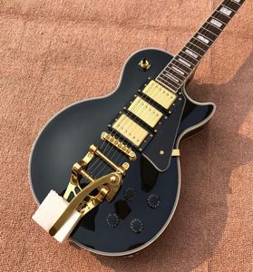 Całkowita nowa wysokiej jakości ręcznie robiona gitara elektryczna Black 3 Pickup Top Electric Guitar LP Guitar Custom 1595145