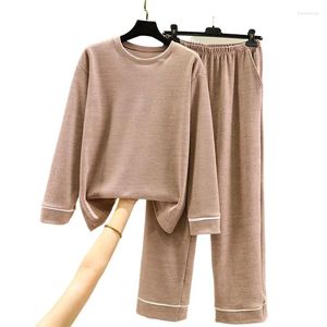 Ana Giyim Anne Pijamaları Orta yaşlı ve yaşlı insanlar için Sonbahar Kış Alman Velvet Kadın Peluş Sıcak Seti Fekim