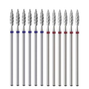 Listers 5st Tornado Flame Diamond Nail Borr Bit för manikyr Hine Futters Rotary Burr Drill Accessories Spiral Nail Mills Tool