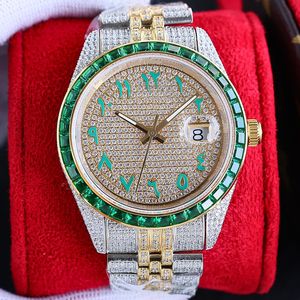 Diamond Watch Mens الميكانيكية التلقائية 2824 الساعات الياقوت 41 ملم سوار الصلب الكامل مرصع بالماس Wristwatch Montre de Luxe