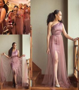 One Shoulder Dusty Rose Bridesmaid Dresses For Women Side Split Plus Size Wedding Guest Party Gowns Country Beach Maid of Honor DR1703448