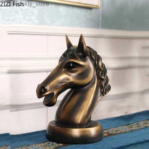 Arts and Crafts Creativity Animal Head Statue Horse Head Female Simulation Animal Handicraft Furnishins Modern Home Decoration AccessoriesL2447