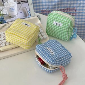 Kosmetiktaschen Plaid Mini -Beutel große Kapazität Sanitärdelager Lagerung Baumwollmädchen Physiologische Periode Tampon Organizer Beutel