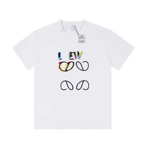 Ny design lyx och trendig 24SS Spring New Color Printed Letter broderad kortärmad par T-shirt