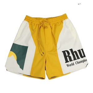 Shorts Mens Rhude Designer Short Men Summer Snabbtorkning av andningsbara nät Takningstrandkläder Löst sportshorts för män 477