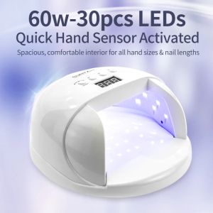 Sensorer Siminail High Power UV LED Nail Lamp 60W Nail Dryer Gel Polish For Quick Curing Hands Feet med 4 LCD Display
