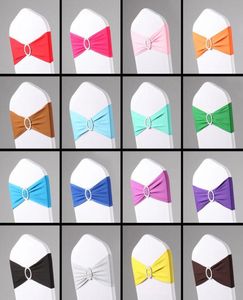 Express 100pcs Lycra Spandex Chair Band con fibbia per sedia Decorazioni per matrimoni Festa CR9021151180