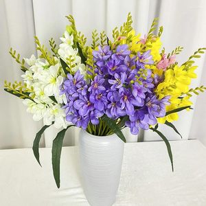 Dekorativa blommor 9forks Artificial Flower Phalaenopsis Fake Butterfly Orchids Simulation Freesia Hybrida Klaarrangements for Home Table