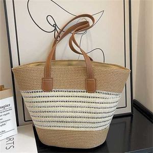 Evening Beach Bags Summer Handmade Weaving Underarm Bag with High Capacity Tote One Shoulder Vegetable Basket and Grass