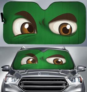 Auto Sun Shade Funny 3D Green Eyes Stamping Interior Protector Occiglia del parabrezza universale per calore pieghevole Reflector4088440