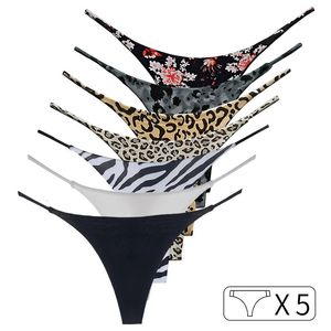 5 pezzi Cotton G String Leopard Women Sellies Flower Briefs Sexy Thangh Bassa BASSA TERBACK Underwear Lingerie Sless Lingerie SXXL 240407