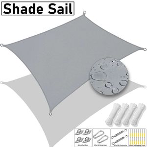 300D Waterproof Gray Square Rectangular Shade sail Outdoor Garden Swimming Pool Awning Camping Hiking Sun shelter 240327