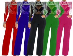 Mode sexy Frauenkleidung heißer Diamant gerade Bein Hosen hohe taillierte Abendkleid eleganter Pendel -Overall Perspektive Kleid