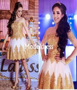 Short Lace Sequins Homecoming Dresses Sheer Neck Long Sleeves Illusion Appliques Knee Length Cocktail Gowns Cheap Elegant Classic 6657274