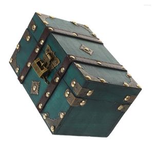 Сумки для хранения деревянная коробка валентина плюшевые ювелирные ювелирные украшения пиратский корпус