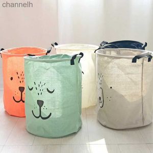 Storage Baskets Waterproof linen laundry basket for home folding organizers bucket style clothing childrens toys large capacity storage yq240407