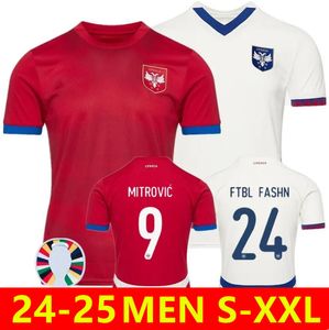 Jersey de futebol da Sérvia 2024 EURO CUPLA SRBIJA Equipe nacional Home fora Sergej Mitrovic Camisetas de futebol Vlahovic Pavlovic Milenkovic Zivkovic Mens Uniforme